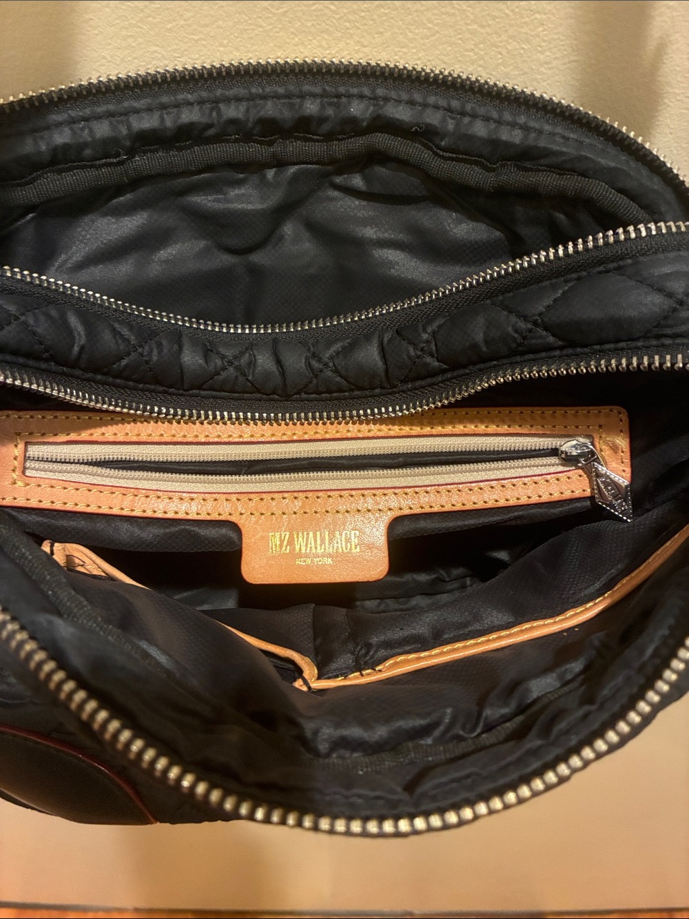 MZ Wallace Black Quilted Crossbody with Red Trim - Picture 2 of 4